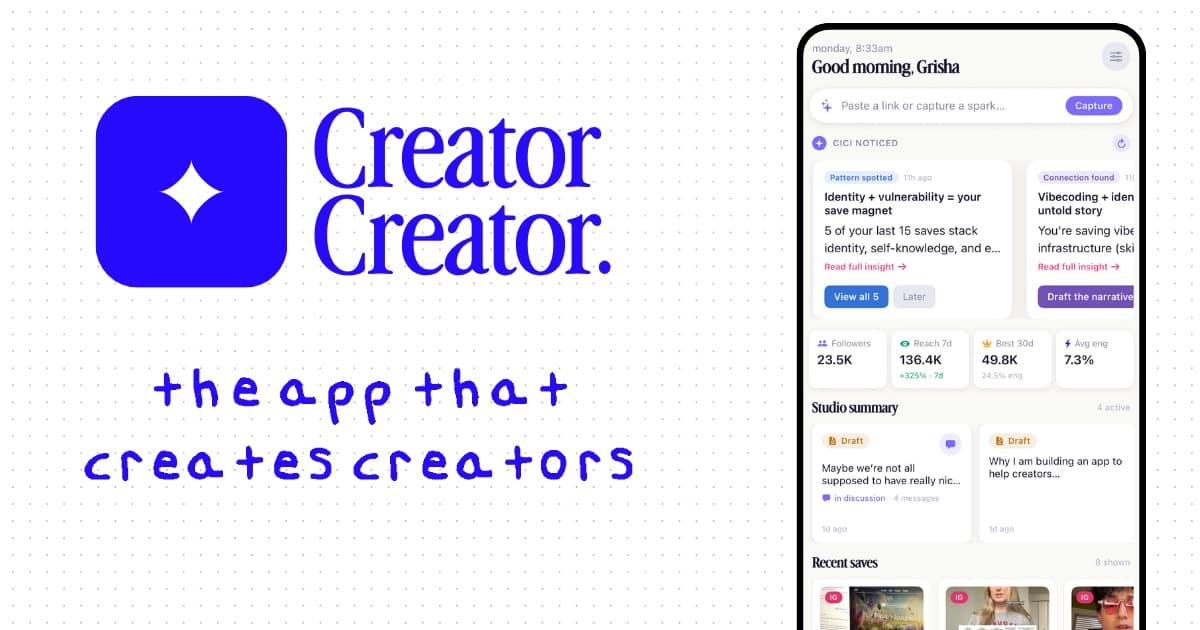 Creator Creator: Your creative augmented intelligence platform